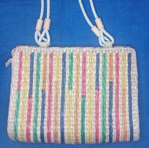 80s Rainbow Straw Purse